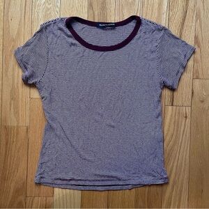 Brandy Melville Red and White Short Sleeve Tee